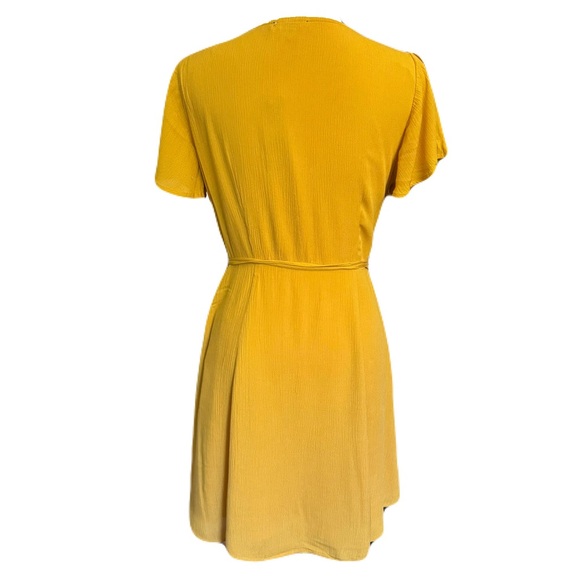 Lulus Mustard Yellow Wrap Dress Size M - Picture 3 of 14